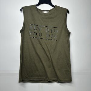 Women’s XL Olive Green Graphic Tank Top “But Did You Die” Sleeveless Shirt